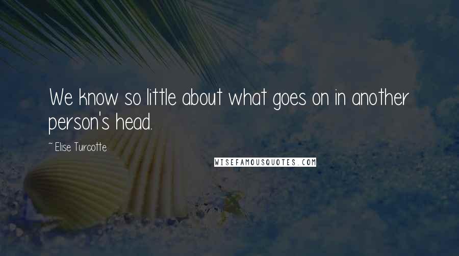 Elise Turcotte Quotes: We know so little about what goes on in another person's head.