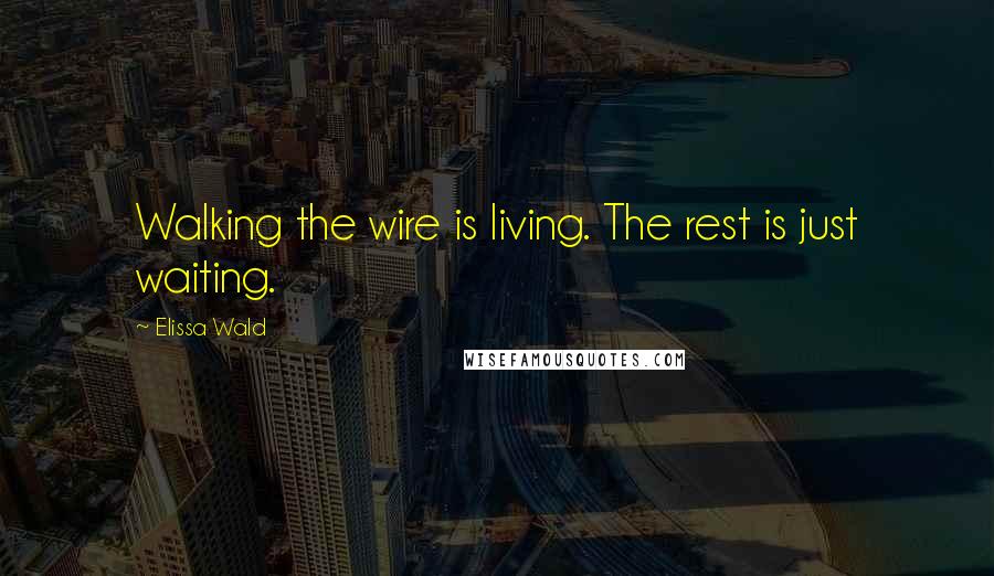 Elissa Wald Quotes: Walking the wire is living. The rest is just waiting.