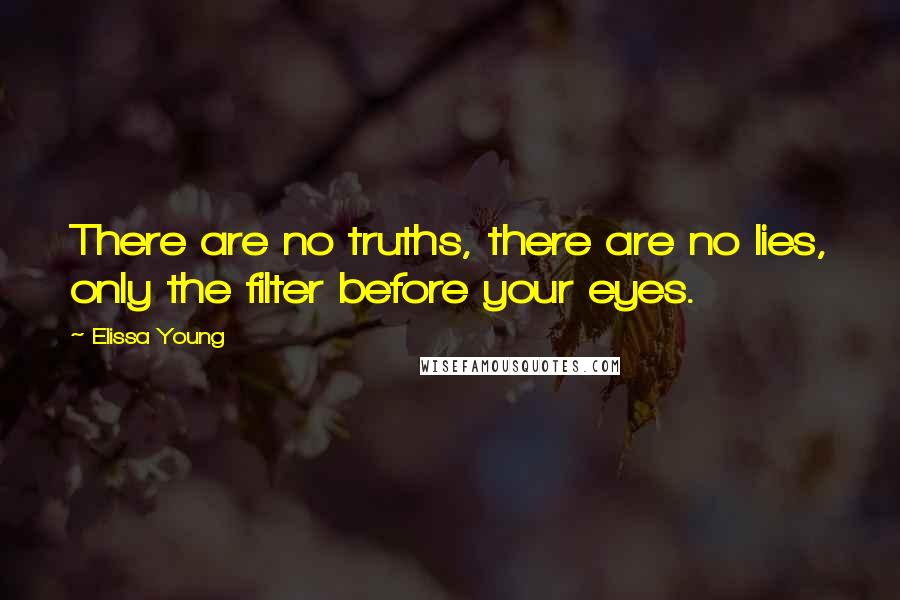 Elissa Young Quotes: There are no truths, there are no lies, only the filter before your eyes.