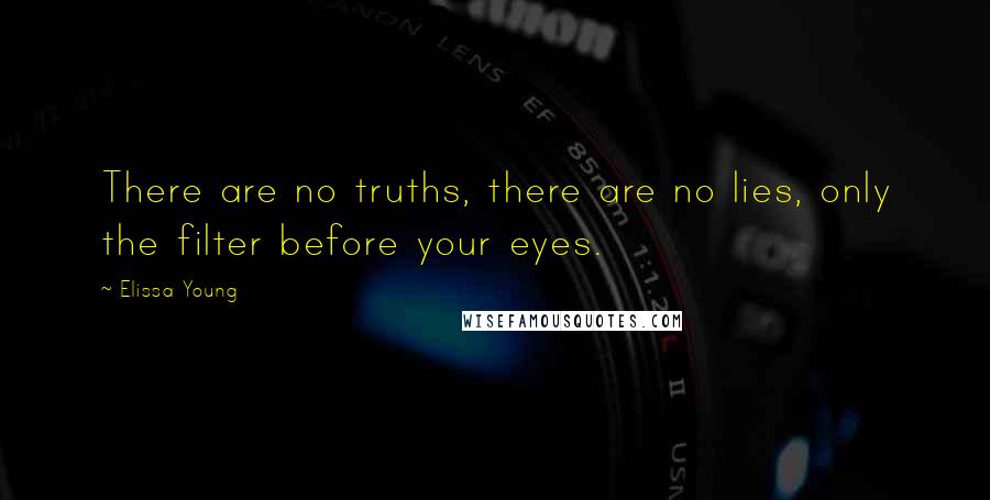 Elissa Young Quotes: There are no truths, there are no lies, only the filter before your eyes.