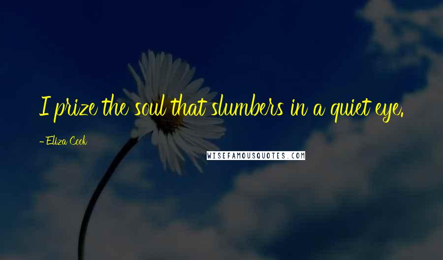 Eliza Cook Quotes: I prize the soul that slumbers in a quiet eye.