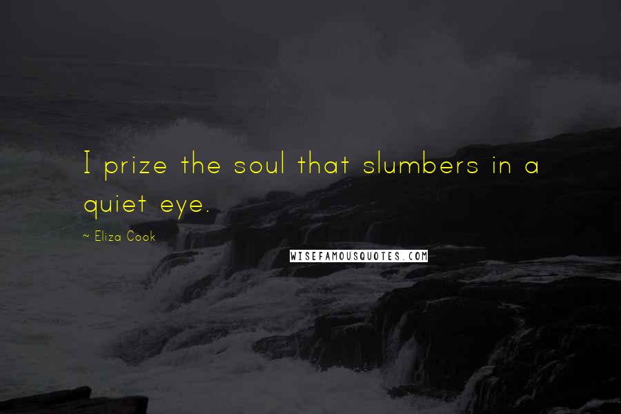 Eliza Cook Quotes: I prize the soul that slumbers in a quiet eye.