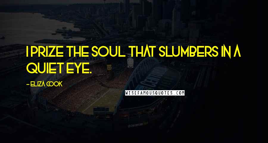 Eliza Cook Quotes: I prize the soul that slumbers in a quiet eye.