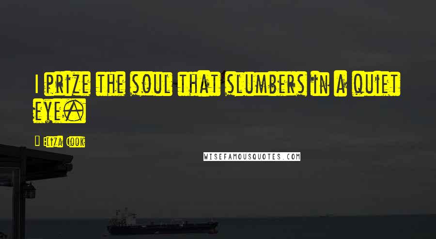 Eliza Cook Quotes: I prize the soul that slumbers in a quiet eye.