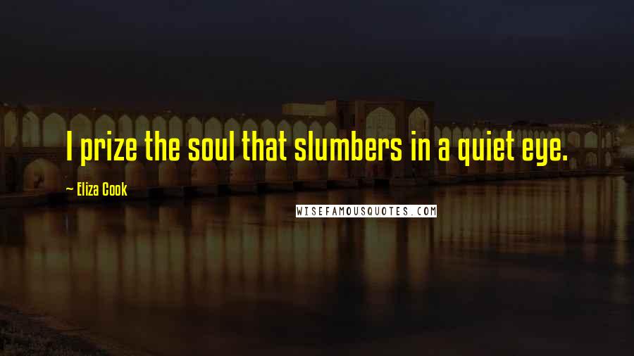 Eliza Cook Quotes: I prize the soul that slumbers in a quiet eye.