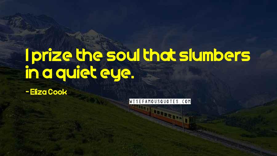 Eliza Cook Quotes: I prize the soul that slumbers in a quiet eye.