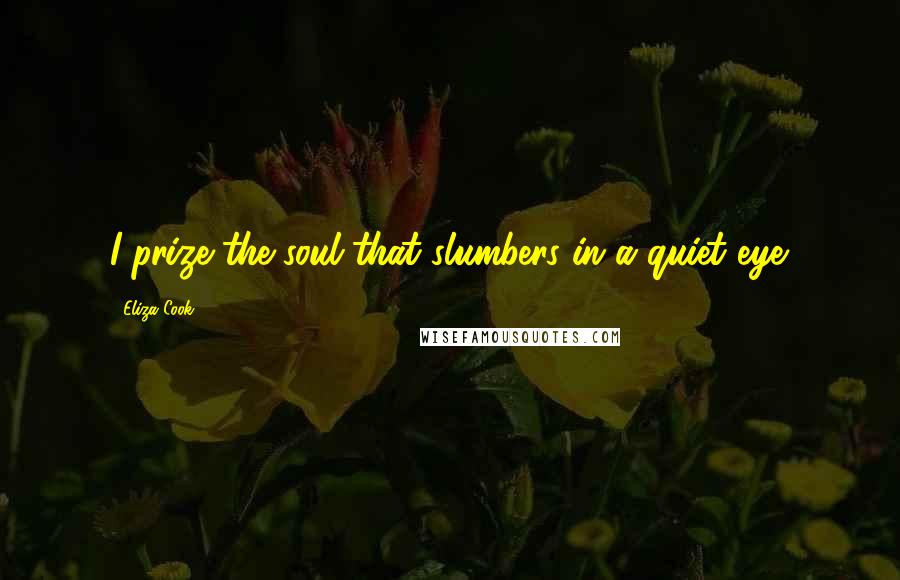 Eliza Cook Quotes: I prize the soul that slumbers in a quiet eye.