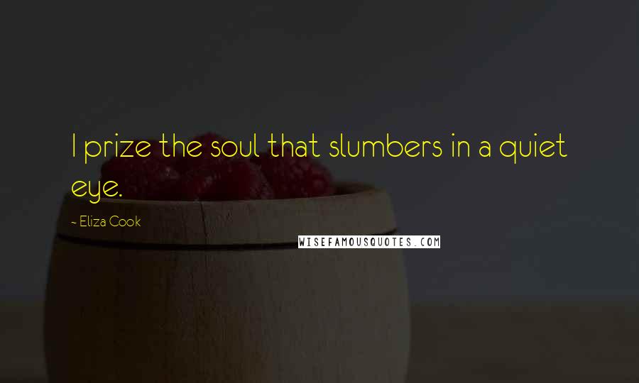 Eliza Cook Quotes: I prize the soul that slumbers in a quiet eye.