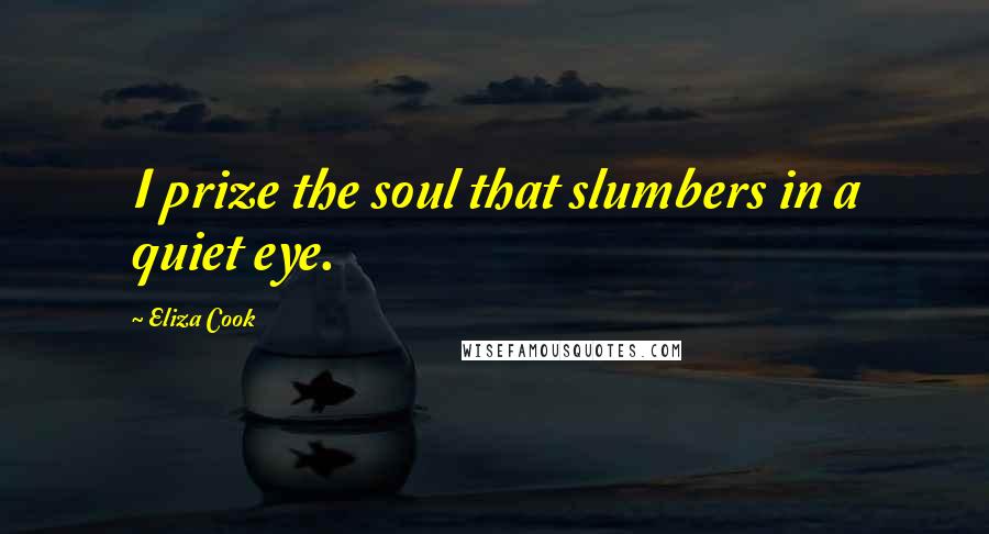 Eliza Cook Quotes: I prize the soul that slumbers in a quiet eye.