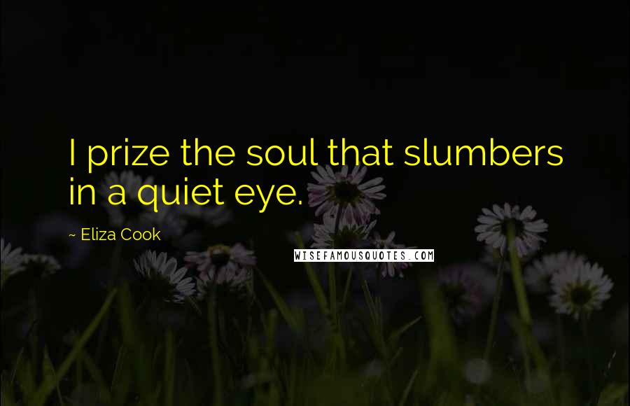 Eliza Cook Quotes: I prize the soul that slumbers in a quiet eye.