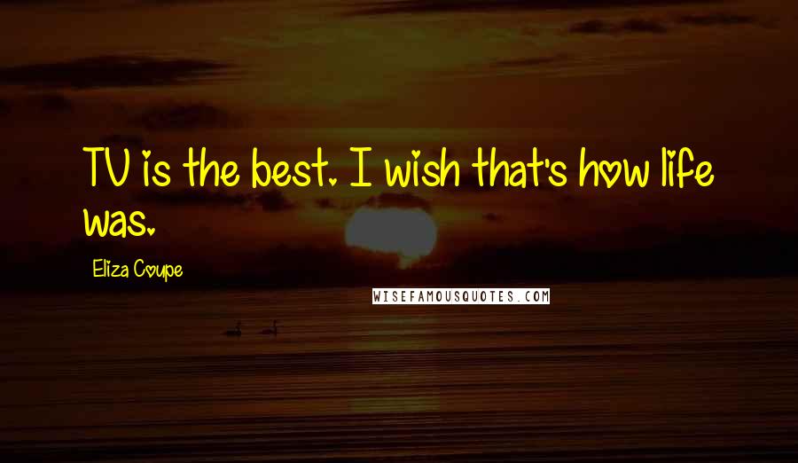 Eliza Coupe Quotes: TV is the best. I wish that's how life was.