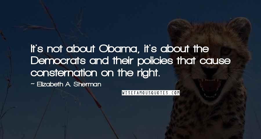 Elizabeth A. Sherman Quotes: It's not about Obama, it's about the Democrats and their policies that cause consternation on the right.