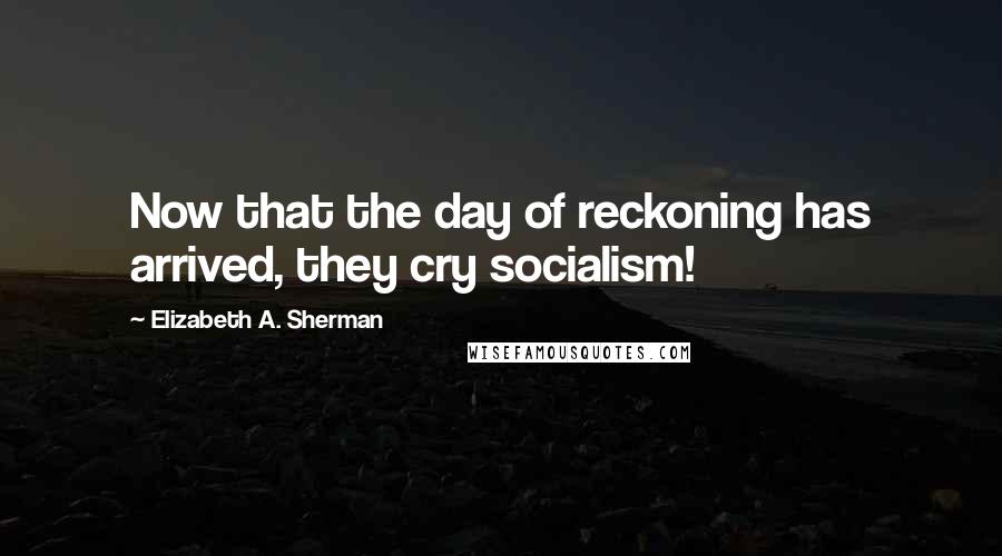 Elizabeth A. Sherman Quotes: Now that the day of reckoning has arrived, they cry socialism!