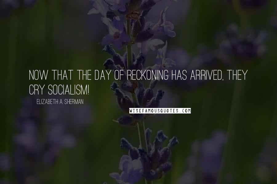 Elizabeth A. Sherman Quotes: Now that the day of reckoning has arrived, they cry socialism!