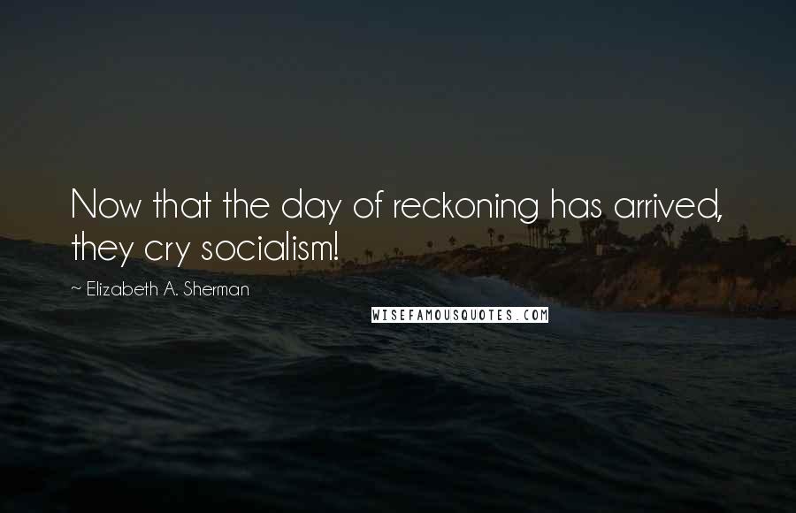 Elizabeth A. Sherman Quotes: Now that the day of reckoning has arrived, they cry socialism!