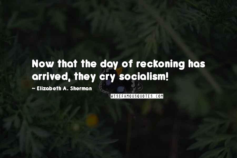 Elizabeth A. Sherman Quotes: Now that the day of reckoning has arrived, they cry socialism!