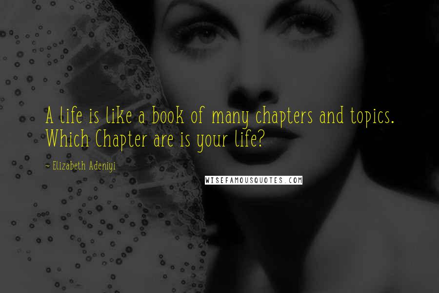 Elizabeth Adeniyi Quotes: A life is like a book of many chapters and topics. Which Chapter are is your life?
