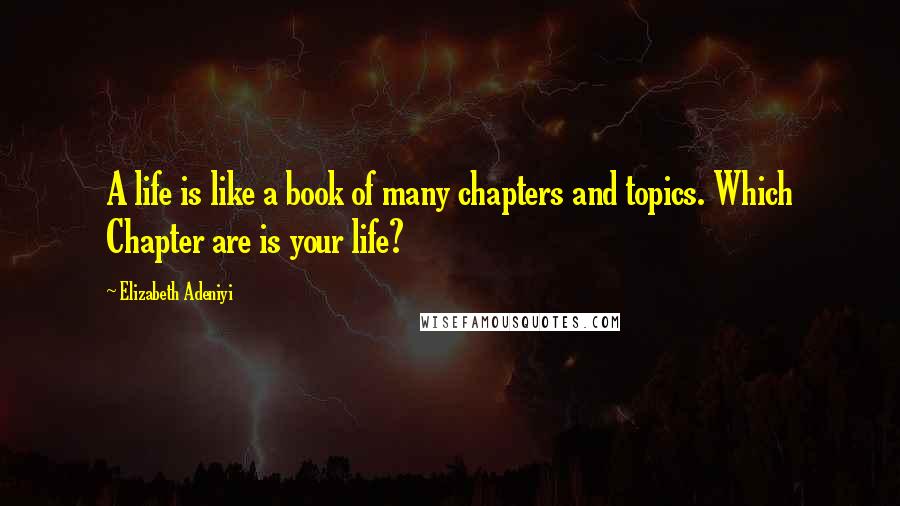 Elizabeth Adeniyi Quotes: A life is like a book of many chapters and topics. Which Chapter are is your life?