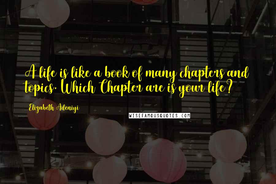 Elizabeth Adeniyi Quotes: A life is like a book of many chapters and topics. Which Chapter are is your life?
