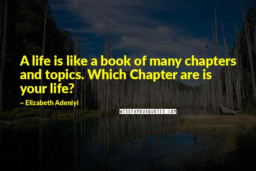 Elizabeth Adeniyi Quotes: A life is like a book of many chapters and topics. Which Chapter are is your life?