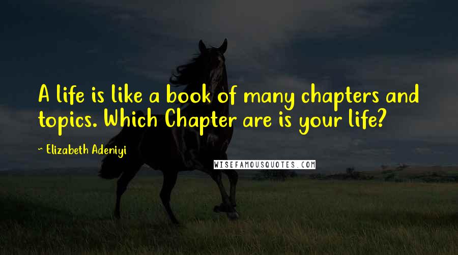 Elizabeth Adeniyi Quotes: A life is like a book of many chapters and topics. Which Chapter are is your life?