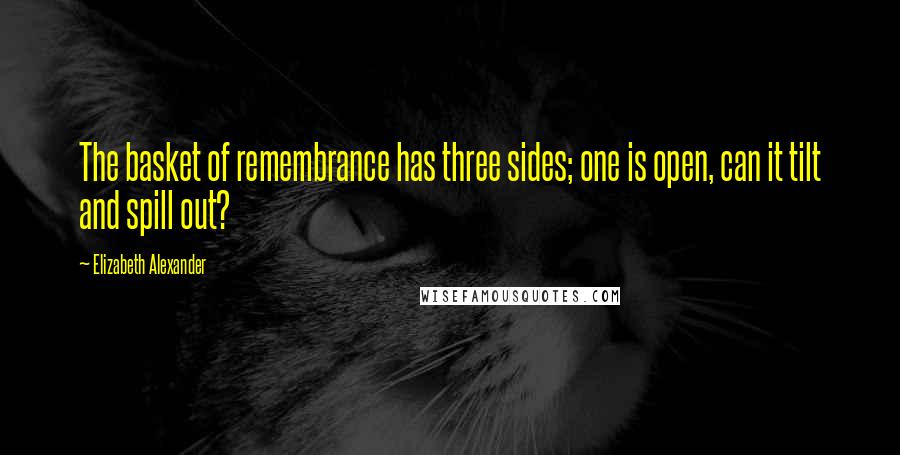 Elizabeth Alexander Quotes: The basket of remembrance has three sides; one is open, can it tilt and spill out?