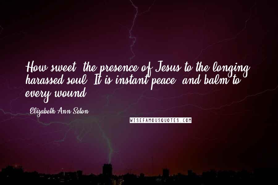 Elizabeth Ann Seton Quotes: How sweet, the presence of Jesus to the longing, harassed soul! It is instant peace, and balm to every wound.