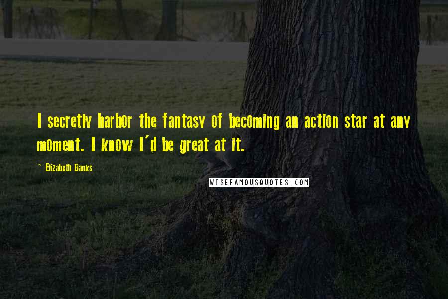 Elizabeth Banks Quotes: I secretly harbor the fantasy of becoming an action star at any moment. I know I'd be great at it.