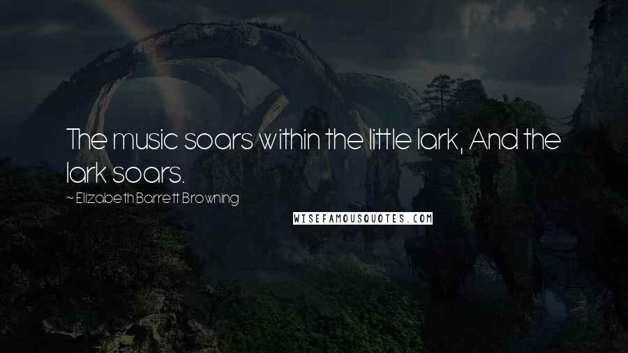 Elizabeth Barrett Browning Quotes: The music soars within the little lark, And the lark soars.