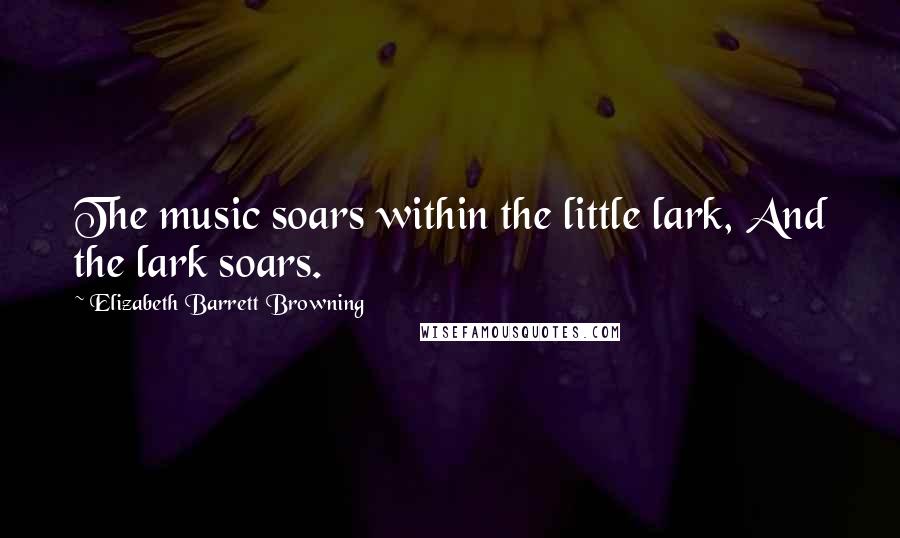 Elizabeth Barrett Browning Quotes: The music soars within the little lark, And the lark soars.