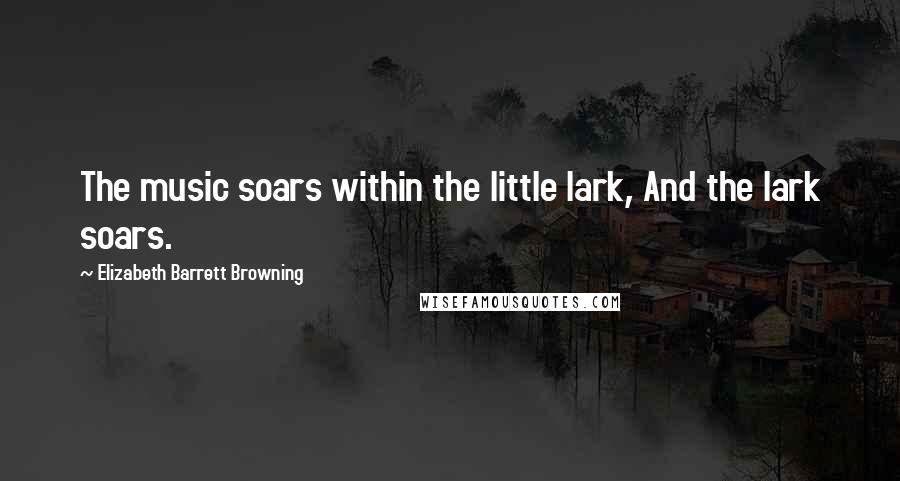 Elizabeth Barrett Browning Quotes: The music soars within the little lark, And the lark soars.