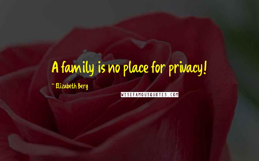 Elizabeth Berg Quotes: A family is no place for privacy!