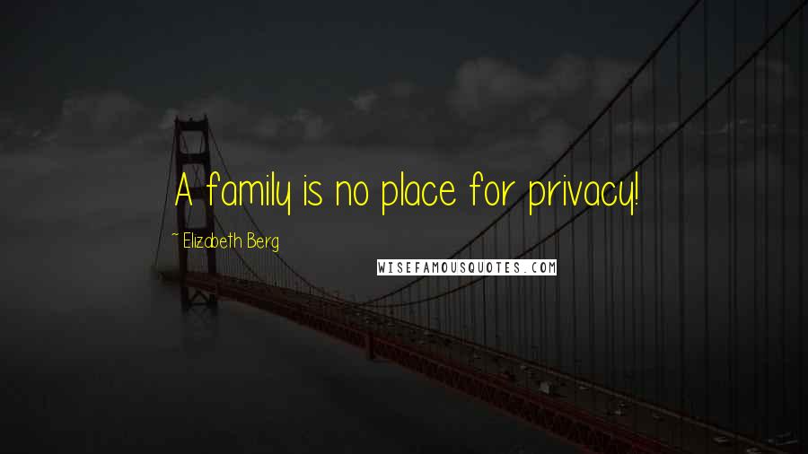 Elizabeth Berg Quotes: A family is no place for privacy!