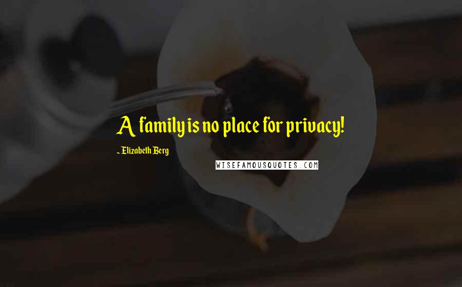 Elizabeth Berg Quotes: A family is no place for privacy!