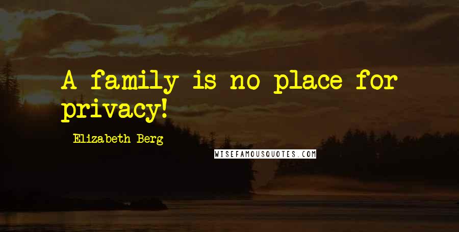 Elizabeth Berg Quotes: A family is no place for privacy!