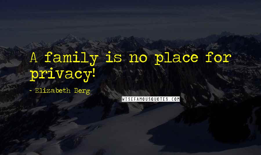 Elizabeth Berg Quotes: A family is no place for privacy!