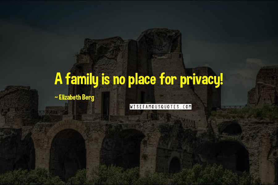 Elizabeth Berg Quotes: A family is no place for privacy!