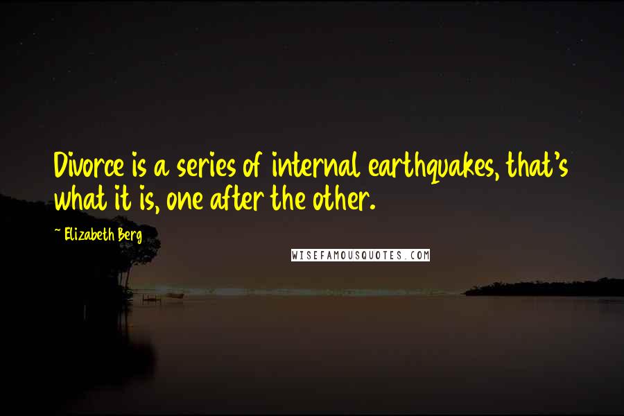 Elizabeth Berg Quotes: Divorce is a series of internal earthquakes, that's what it is, one after the other.