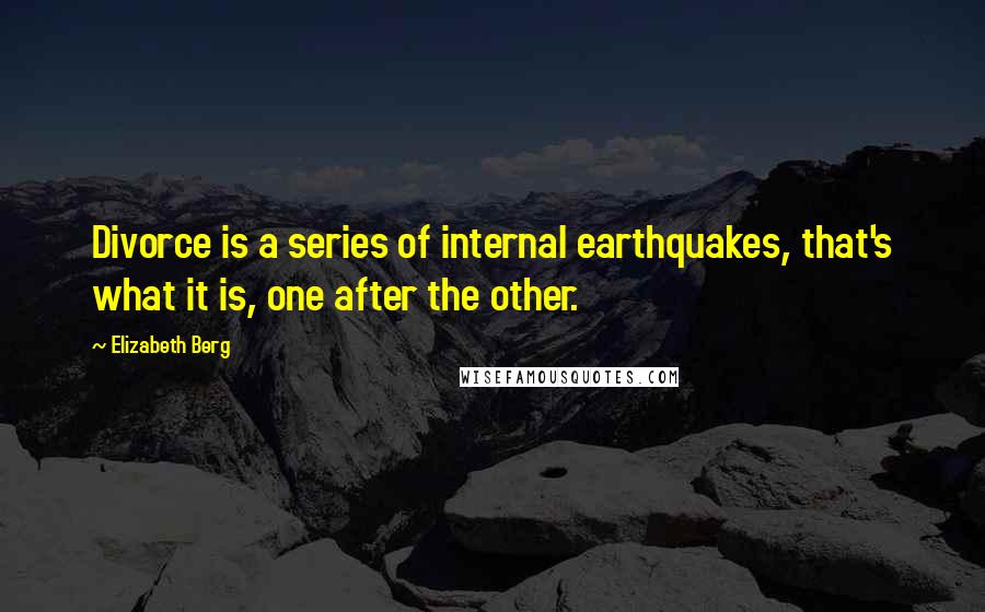 Elizabeth Berg Quotes: Divorce is a series of internal earthquakes, that's what it is, one after the other.