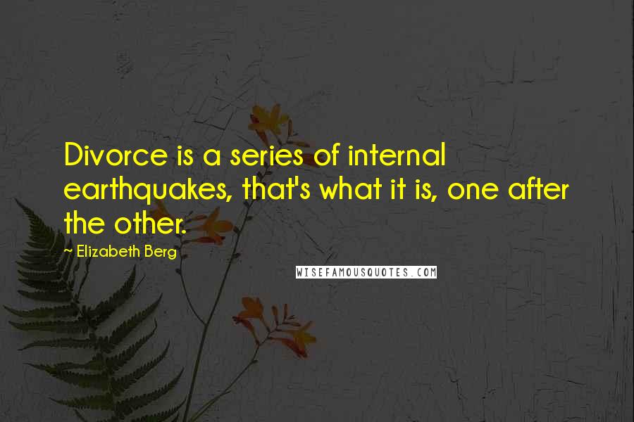 Elizabeth Berg Quotes: Divorce is a series of internal earthquakes, that's what it is, one after the other.