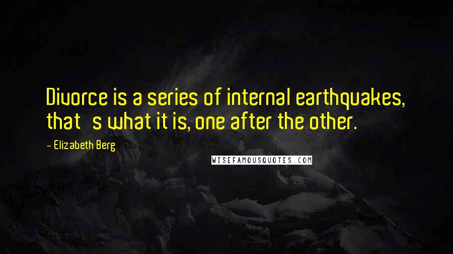 Elizabeth Berg Quotes: Divorce is a series of internal earthquakes, that's what it is, one after the other.