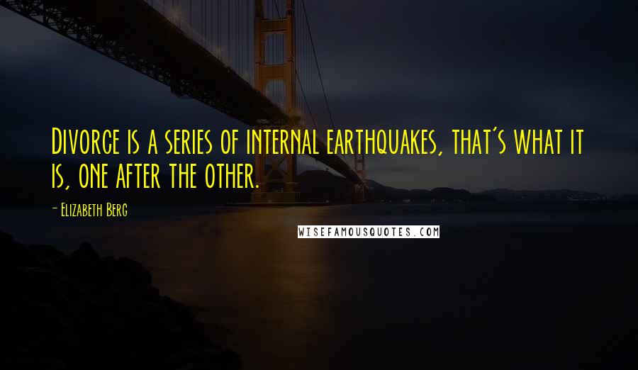 Elizabeth Berg Quotes: Divorce is a series of internal earthquakes, that's what it is, one after the other.