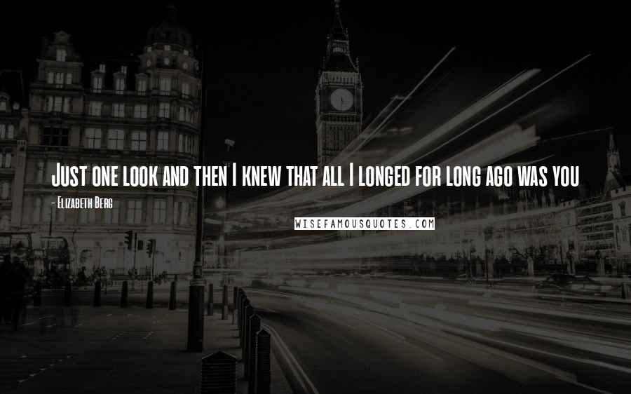 Elizabeth Berg Quotes: Just one look and then I knew that all I longed for long ago was you