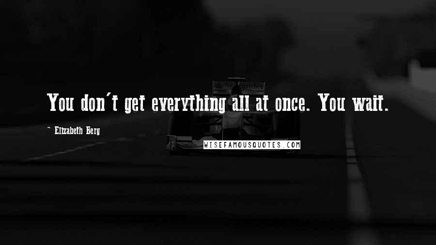 Elizabeth Berg Quotes: You don't get everything all at once. You wait.
