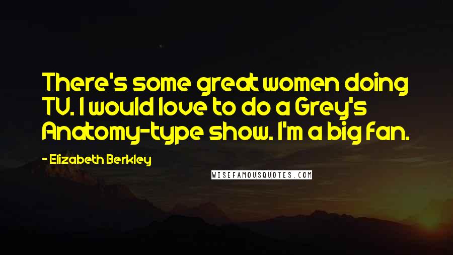 Elizabeth Berkley Quotes: There's some great women doing TV. I would love to do a Grey's Anatomy-type show. I'm a big fan.