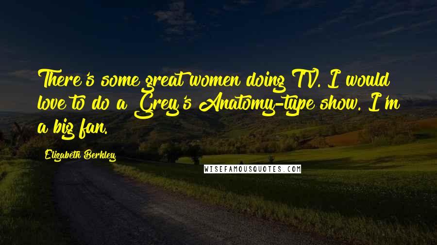 Elizabeth Berkley Quotes: There's some great women doing TV. I would love to do a Grey's Anatomy-type show. I'm a big fan.