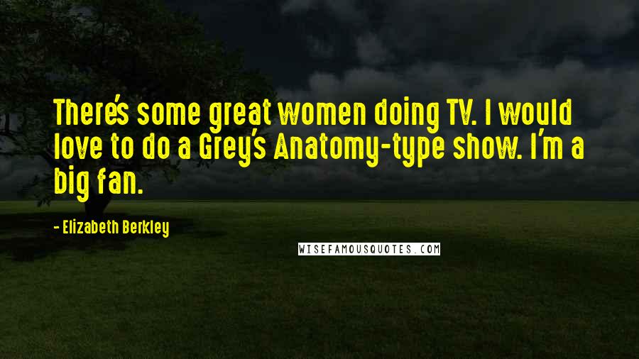 Elizabeth Berkley Quotes: There's some great women doing TV. I would love to do a Grey's Anatomy-type show. I'm a big fan.