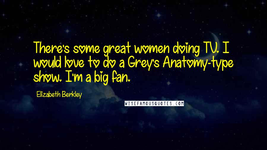 Elizabeth Berkley Quotes: There's some great women doing TV. I would love to do a Grey's Anatomy-type show. I'm a big fan.