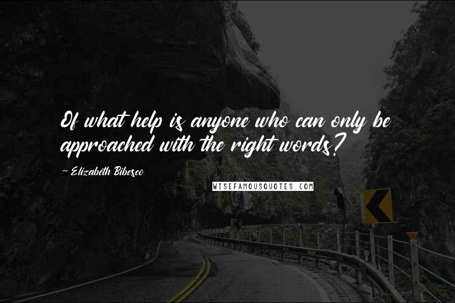 Elizabeth Bibesco Quotes: Of what help is anyone who can only be approached with the right words?