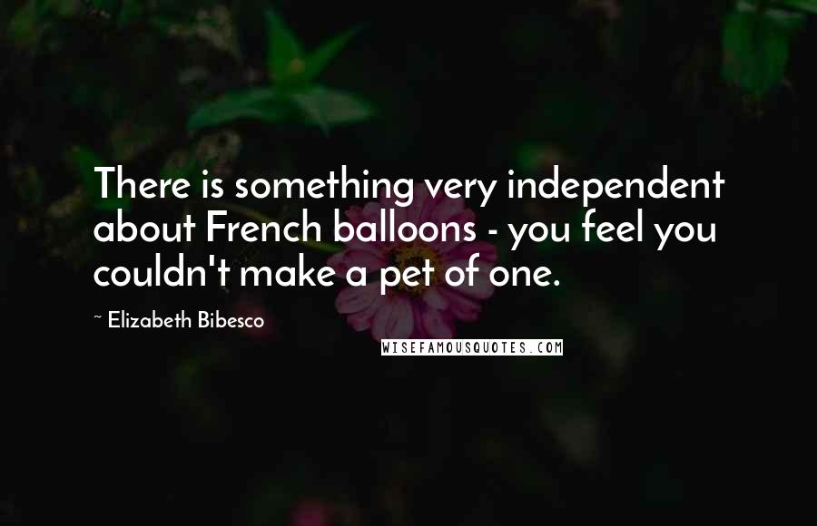 Elizabeth Bibesco Quotes: There is something very independent about French balloons - you feel you couldn't make a pet of one.